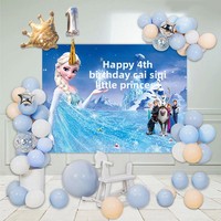 Modern Frozen Kraliçe Elsa'nın 100 Günlük İlk Doğum Günü Partisi Arka Plan Posteri Projeksiyon Afişi Dikey Flama Özelleştirilebilir KT Levha