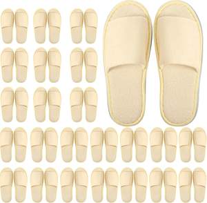 Pantuflas de Hotel, Juego de Pantuflas para Huéspedes, Pantuflas de Felpa, Pantuflas para Hombre y Mujer, Talla Universal, Pantuflas de Hotel Blancas - Product Image 1