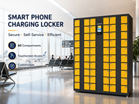 Armario de Carga para Teléfonos Móviles Inteligente de 60 Puertos, Ensamblado, Personalizable, con Enchufes USB, Resistente al Agua y Duradero para Aeropuertos