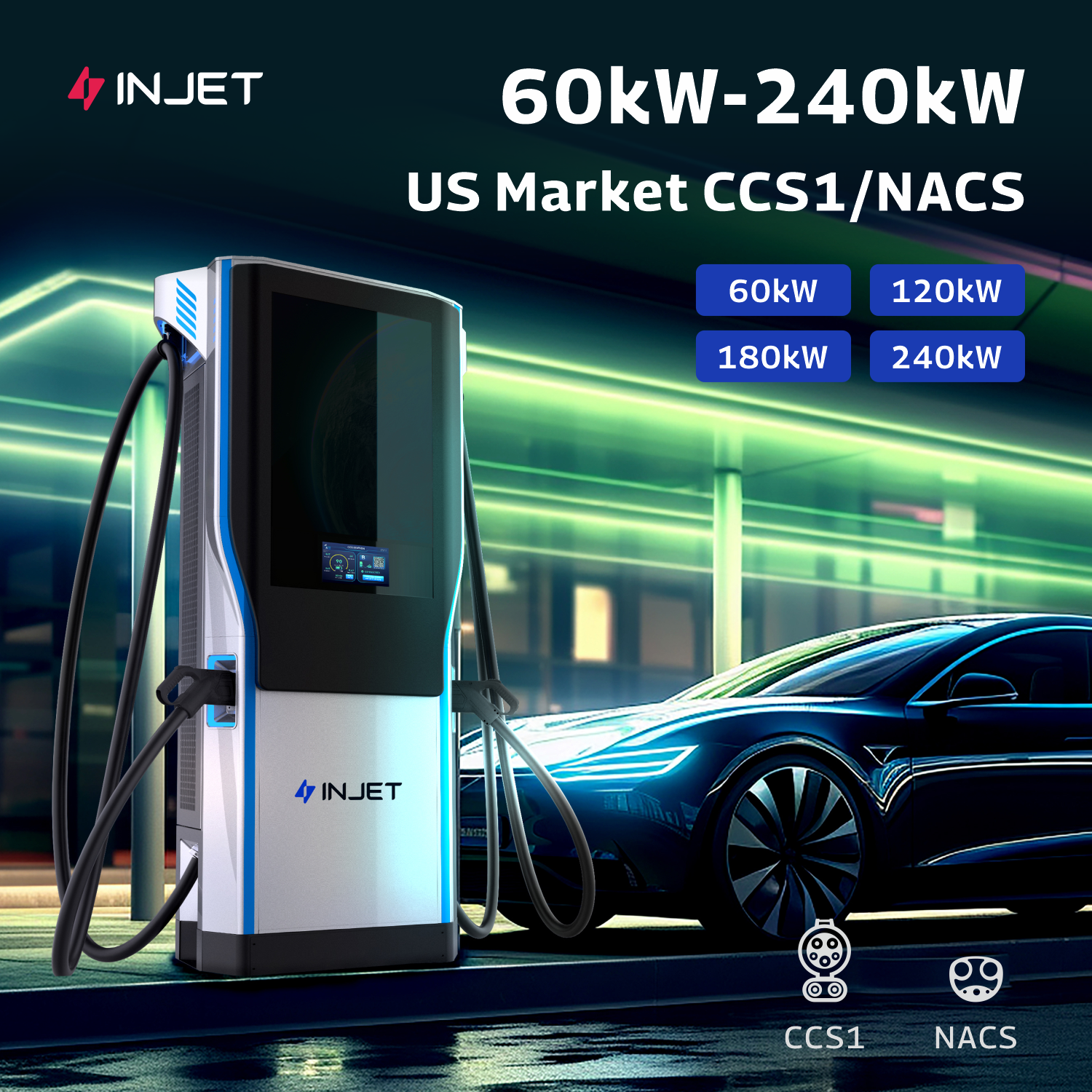 INJET IP54 EV Charger 60kW 120kW 180kW 240kW DC Fast Charger EV CCS2 DC Charging Station Electric Vehicle Car Charging Station · image 4