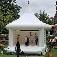 Château gonflable de mariage blanc pour adultes, certifié CE, 4x4m/3x4m/tailles personnalisables, marque U-rides, bâche en PVC 0,55 mm