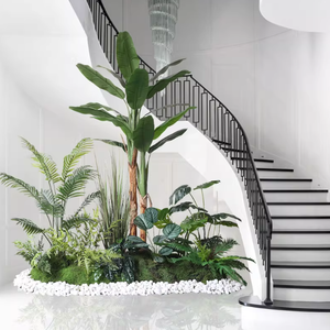 Arrangement de plantes artificielles pour aménagement intérieur : Palmier Areca, Palmier du voyageur, Grandes plantes vertes sur pied pour décoration intérieure - Product Image 3