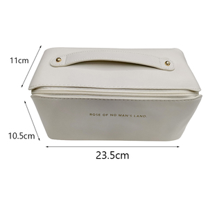 Bolsa de cosméticos de viaje de lujo personalizada al por mayor, minibolsa transparente de lona de cuero y terciopelo, funda de nailon, cierre transparente, maquillaje geométrico - Product Image 4