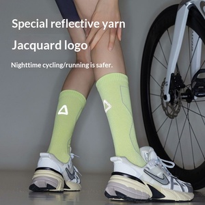 <span class=keywords><strong>Chaussettes</strong></span> <span class=keywords><strong>de</strong></span> cyclisme réfléchissantes à motif géométrique, pour hommes et femmes, tube long, sport, vélo, fitness, compression - Product Image 2