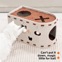 Lit pour chat respirant en feutre et griffoir tout-en-un, jouet pour chaton, nouvelle conception, maison pour chat à double couche, boîte en carton
