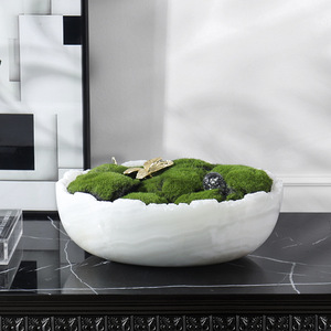 Stonekocc D31x24CM Luxe Naturel Blanc Onyx <span class=keywords><strong>Jade</strong></span> Pierre Marbre Irrégulier Bord Floral Bassin Bol Maison Boutique Jardin Pépinière - Product Image 2