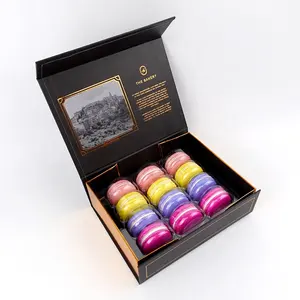 Benutzer definierte Dessert verpackung Luxus 12 Macaron Keks starre Pappe Magnet Geschenk box