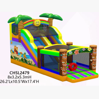 Toboggan de plage Sunshine avec château gonflable, parcours à roues en forme d'éléphant, château gonflable de fête foraine, location promotionnelle pour événements, équipement d'escalade commercial