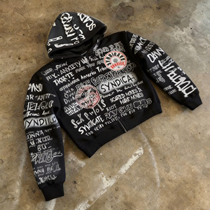 Sweat à capuche zippé oversize en molleton épais <span class=keywords><strong>noir</strong></span> 500 g/m² 100 % coton pour streetwear, personnalisable, pour fabricants - Product Image 1