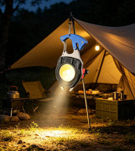Wholesale OEM Carabiner COB <b>LED</b> Work Light USB Rechargeable Waterproof <b>Flashlight</b> with Bottle Opener for Outdoor Camping Emergen - Product Image 1