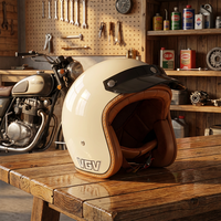 Casque de moto demi-face en cuir de luxe, matériau ABS, certifié 3C, style rétro classique