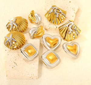 Pendientes de Mujer de Acero Inoxidable, Personalizados, Modernos, en Dos Tonos, Dorado y Plateado, con Forma de C, Joyería para Fiestas - Product Image 1