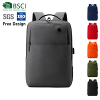 Sac à dos pour ordinateur portable en tissu Oxford personnalisé, unisexe, fin, pour le travail, les déplacements et les voyages, avec port de charge USB