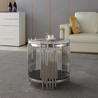 Table basse ronde de style moderne pour salon, meuble d'intérieur en acier inoxydable