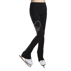 Pantalons de <span class=keywords><strong>patinage</strong></span> artistique sur glace Filles Femmes Violet Noir Entraînement Pratique Polaire Ski Leggings - Product Image 2