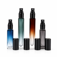 Flacon pulvérisateur de parfum de luxe en verre carré dégradé, atomiseur cosmétique vide 3-15ml, vente en gros, emballage personnalisé avec couvercle en métal ou plastique
