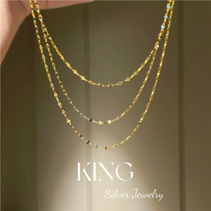 Collar de Plata de Ley Chapado en Oro de Tres Capas, Estilo Vintage, Brillante y Moderno, de la Marca King Silver Jewelry - Product Image 1
