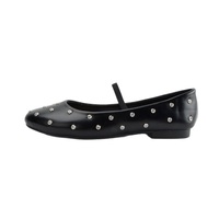 Chaussures de danse ballet confortables pour femmes, ballerines simples à bout rond, ballerines Mary Jane nues avec strass