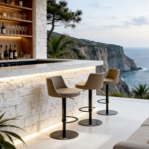 Luxury Modern Swivel Bar <b>Stools</b> with PU <b>Leather</b> & Stainless Steel Height Adjustable for Kitchen Home Hotel & Outdoor Use - Product Image 6