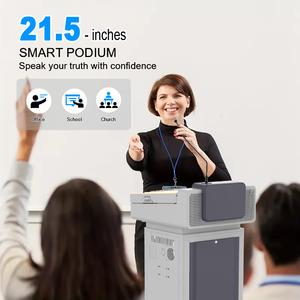 Podium numérique intelligent avec roulettes mobiles Moniteur <span class=keywords><strong>de</strong></span> 21,5in <span class=keywords><strong>Pupitre</strong></span> multimédia Équipement éducatif en acier pour concerts Conférences - Product Image 6