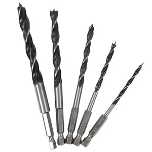 Dr. Giant 5 Pc Hex Shank Three Point Wood Drill Bits 4mm 8mm 10mm Spiral Carbon Steel For Woodworking Drilling - Product Image 1