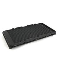 Plaque de cuisson réversible en fonte pour barbecue de camping en extérieur, double surface robuste, pré-assaisonnée, antiadhésive, quatre coins