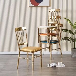 Chaise en bambou avec siège rembourré en métal, chaise pour hôtel, restaurant, mariage, événement - Product Image 3