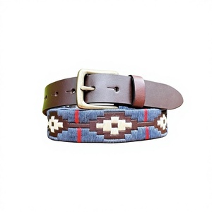 Cinturones de Polo para Hombre de Cuero Genuino de la Mejor Calidad, con Patrón Floral y Hebilla de Acero, Cinturón Casual Resistente para Regalos de Aniversario/Cumpleaños - Product Image 6