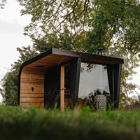 Hachillspa Outdoor-Haussauna für 2-4 Personen aus Massivholz Thermoholz mit Holzofen Wärmetherapie Duschoption