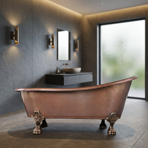 Baignoire ovale en cuivre faite à la main avec pieds en forme de griffes - et artisanat indien très vendu - Product Image 1