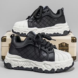 Sepatu Platform Sol Tebal Model Shell-toe, Sneakers Kasual Penambah Tinggi, Sepatu Fashion Jalanan Kulit Berlapis