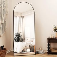 Miroir décoratif Art Déco arqué pleine longueur 56x21 pouces avec cadre en aluminium, miroir mural ou sur pied pour la décoration intérieure, chambre et salon