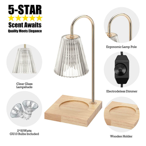 Brûleur à Cire Parfumée Sans Fumée en Bois et Métal, Lampe Chauffe-Cire à Parfum à Changement de Couleur, Minuteur Réglable, USB - Product Image 3