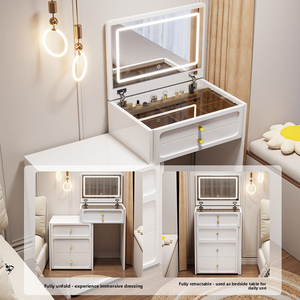 Tavolo da Trucco con Specchio, Set Moderno con Sgabello per Soggiorno e Camera da Letto, Grande Capacità - Product Image 2