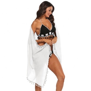 <span class=keywords><strong>Paréo</strong></span> de plage avec pampilles, Sarong d'été, couleurs unies, mode, <span class=keywords><strong>pas</strong></span> <span class=keywords><strong>cher</strong></span>, vente en gros, 2023 - Product Image 5