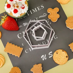 4pcs Soccer Pattern Cake Cookie Molds Cutters Diy Hexagon Fondant Moulds Soccer Ball Cookie Cutter Football Cake Decorations