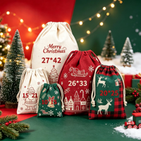 Sac en toile à cordon de serrage pour Noël, sac cadeau de Noël réutilisable, écologique, sac de rangement pour cadeaux de Noël, sac de shopping, motif personnalisé avec logo
