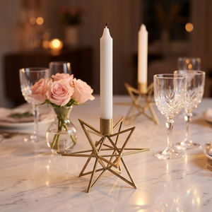 2026 Latest Hot Selling Festive Decorative Stainless Steel Handmade Modern Star Shape <b>Candlestick</b> Holder Tabletop Home - Product Image 1