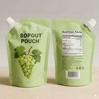 Emballage liquide en sachet avec bec verseur, en plastique imprimé personnalisé, écologique, 100 ml, 250 ml, 500 ml, pour jus de fruits, bière