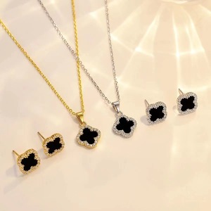 Factory Direct Luxury Four-leaf Clover <strong>Titanium</strong> Steel Necklace Simple Clavicle <strong>Chain</strong> Large Earrings Four-leaf Necklace <strong>Chain</strong> - Product Image 1