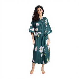 <span class=keywords><strong>Pigiama</strong></span> estivo da donna Yaoting in raso stampato, <span class=keywords><strong>leggero</strong></span>, con spalle scoperte, taglie forti, lussuoso, a maniche a tre quarti, <span class=keywords><strong>lungo</strong></span> e fresco - Product Image 1