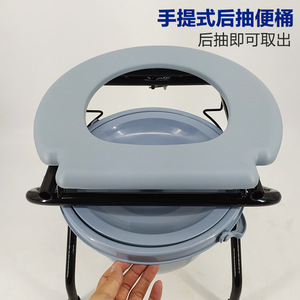 Asiento de inodoro plegable para mujeres mayores, embarazadas, uso doméstico, con cubo, 2,3 kg, diseño moderno y sencillo de metal - Product Image 5