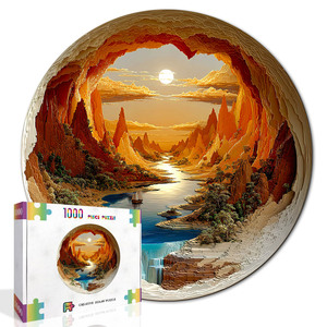 Souhoney Sunset Forest Lake View - Rompecabezas de cartón a todo color de 1000 piezas con laminación mate/brillante para decoración de pared o recuerdo - Product Image 1