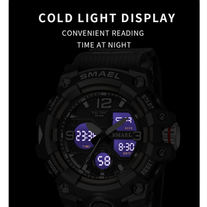 SMAEL Sport montre de mode montre pour hommes alarme chronomètre LED rétro-éclairage numérique double affichage de l'heure 8008 étanche montres pour hommes - Product Image 3