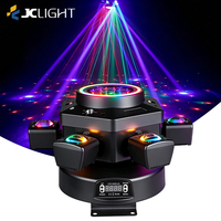 Lumière de scène DJ LED DMX à 6 bras, effet stroboscopique, lumière laser RGBW 150W, lumière de fête, faisceau mobile à télécommande pour mariage, parc à thème