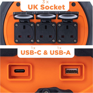<span class=keywords><strong>Cavo</strong></span> Avvolgibile da Campeggio 15M 5 in 1 con Spina BS UK, Kit Avvolgicavo Elettrico Mobile con RCD e MCB, Porte <span class=keywords><strong>USB</strong></span> A+C e Luce LED - Product Image 6