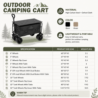Chariot pliant en métal Explorer, table portable pour les vendeurs de rue, chariot mobile pour grillades de saucisses, chariot de camping
