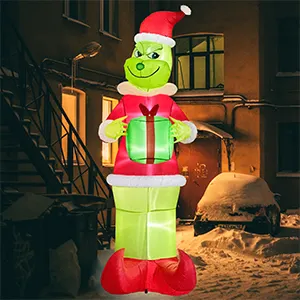 8.5FT Green Elf Inflatable Christmas Decoration Fast Inflation Monster And Gift For Xmas With LED Light