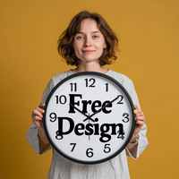 Jam Dinding Custom Tanpa Suara Tanpa Bunyi Tik-tok untuk Kantor, Cetak Logo, Bingkai Foto DIY, Bingkai Hitam, Minimalis, Hadiah, Jam Dinding