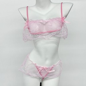 Ensemble soutien-gorge et culotte sexy en dentelle, demi-bonnet, taille mi-haute, style bikini, lingerie femme 8055 - Product Image 2